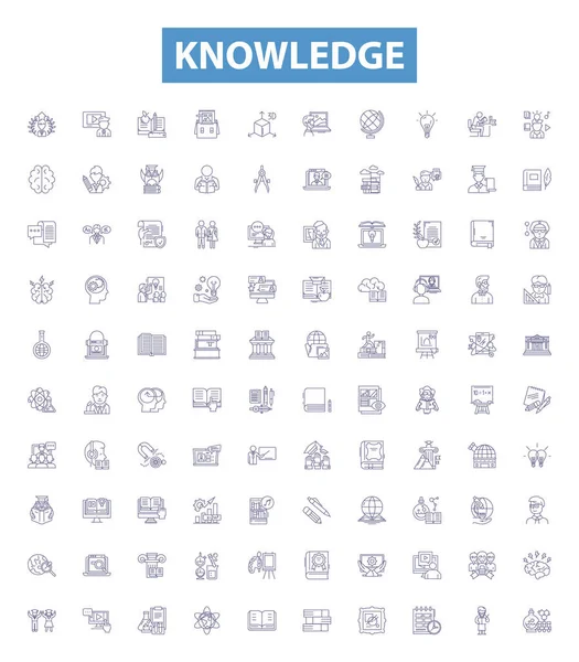 Knowledge Line Icons Signs Set Collection Understand Learn Wisdom Realize — Stock Vector