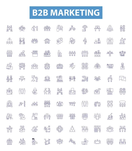 B2B Marketing Line Icons Signs Set Collection Marketing Sales Strategies — Stock Vector