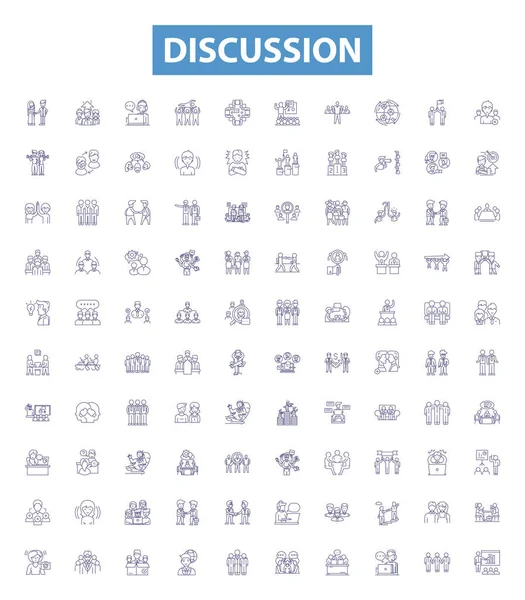 Ikony Diskuzních Čar Značky Nastaveny Sbírka Debat Dialogů Neshod Diskusí — Stockový vektor
