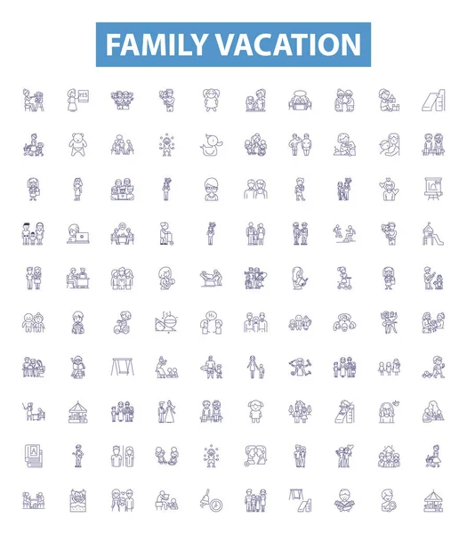 여행용 아이콘 Collection Vacation Family Trip Tour Journey Holiday Adventure — 스톡 벡터