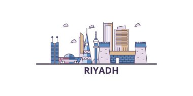 Suudi Arabistan, Riyad şehir simgeleri, vektör şehir illüstrasyonu