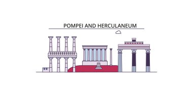 İtalya, Pompei şehir simgeleri, vektör şehir illüstrasyonu