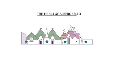 İtalya, Alberobello şehir simgeleri, vektör şehir illüstrasyonu