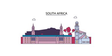 Güney Afrika şehir simgeleri, vektör şehir illüstrasyonu