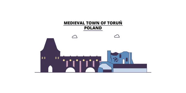 Polonia Ciudad Torun Monumentos Viaje Vector Ciudad Turismo Ilustración — Vector de stock