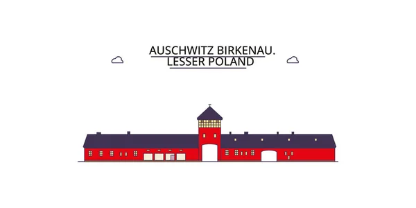 Polen Auschwitz Birkenau Reisesehenswürdigkeiten Vektor Städtetourismus Illustration — Stockvektor