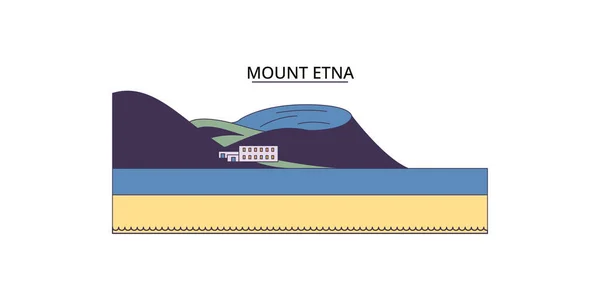 Olaszország Mount Etna Utazási Látványosságok Vektor Város Turisztikai Illusztráció — Stock Vector