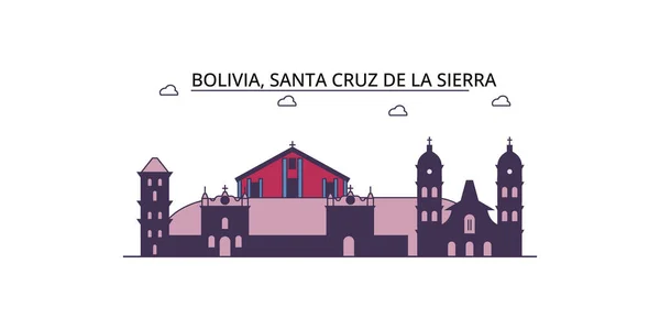Bolivia Santa Cruz Sierra Monumentos Viaje Vector Ciudad Turismo Ilustración — Vector de stock