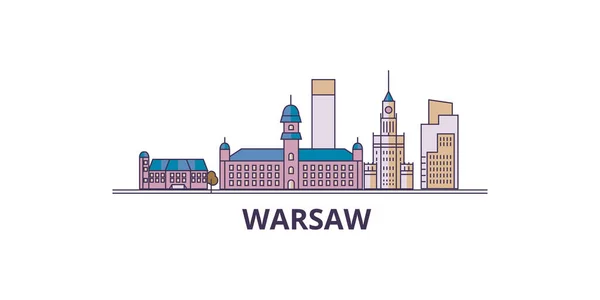 Polen Warszawa City Resor Landmärken Vektor Stad Turism Illustration — Stock vektor