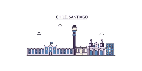Χιλή Santiago Ταξιδιωτικά Ορόσημα Διανυσματική Πόλη Τουρισμού Εικονογράφηση — Διανυσματικό Αρχείο