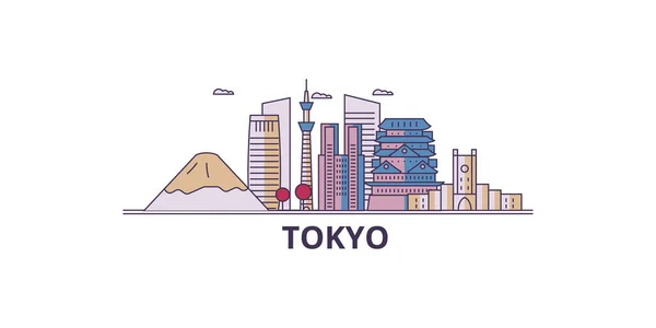 Japón Tokio City Monumentos Viaje Vector Ciudad Turismo Ilustración — Vector de stock