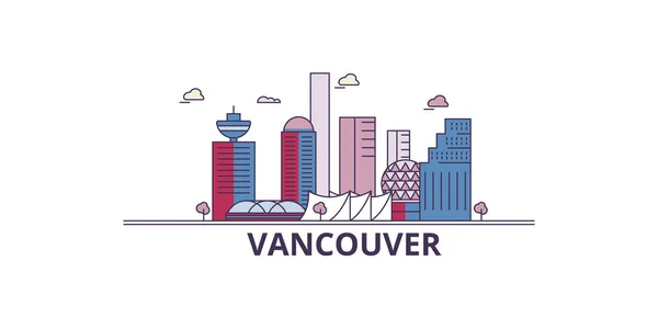 Канада Ванкувер Достопримечательности Города Векторная Городская Туристическая Иллюстрация — стоковый вектор