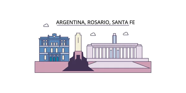 Argentina Rosario Monumentos Viaje Vector Ciudad Turismo Ilustración — Vector de stock