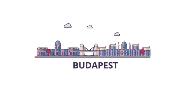 Hungría Budapest Monumentos Viaje Vector Ciudad Turismo Ilustración — Vector de stock