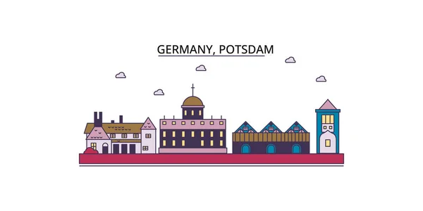 Almanya Potsdam Şehir Simgeleri Vektör Şehir Illüstrasyonu — Stok Vektör