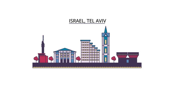 Istael Points Repère Voyage Tel Aviv Illustration Vectorielle Tourisme Urbain — Image vectorielle