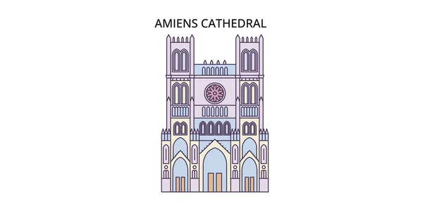 Franciaország Amiens Katedrális Látványosságok Vektor Városi Turizmus Illusztráció — Stock Vector