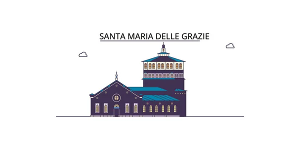 Италия Санта Мария Делле Грацие Туристические Достопримечательности Векторный Городской Туризм — стоковый вектор