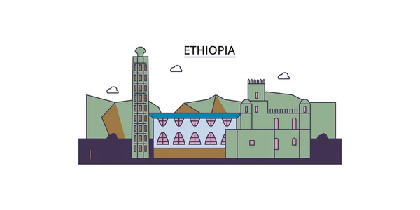 stock vector Ethiopia travel landmarks, vector city tourism illustration