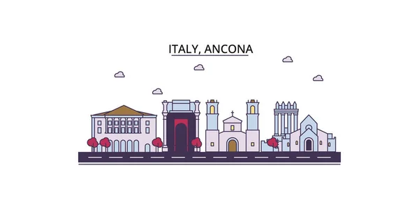 Italie Ancône Points Repère Voyage Vecteur Ville Tourisme Illustration — Image vectorielle