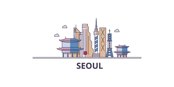 Corea Del Sur Seúl Lugares Interés Turístico Vector Ciudad Turismo — Vector de stock