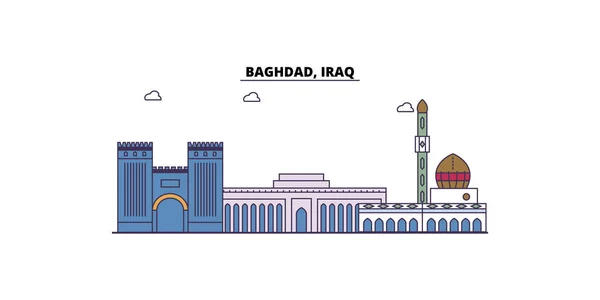 Irak Bagdad Points Repère Voyage Ville Vecteur Tourisme Urbain Illustration — Image vectorielle