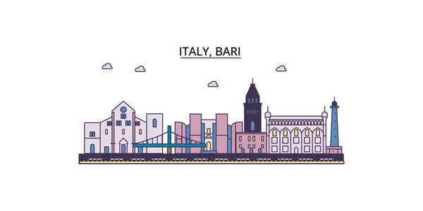 Италия Бари Достопримечательности Векторный Городской Туризм Иллюстрация — стоковый вектор