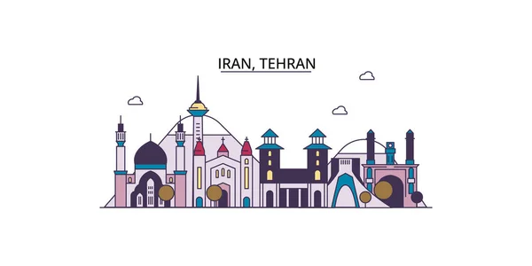Irão Teerão Viagens Marcos Vetor Cidade Turismo Ilustração — Vetor de Stock