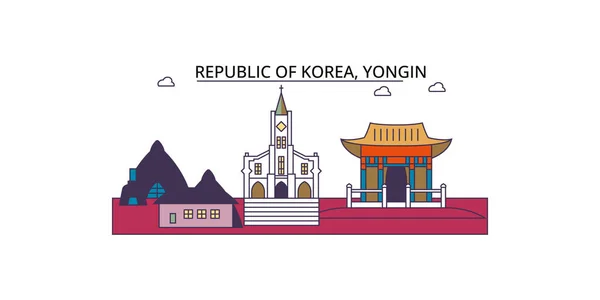 Corea Del Sur Yongin Lugares Interés Turístico Vector Ciudad Turismo — Vector de stock