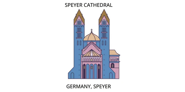 Allemagne Points Repère Voyage Speyer Illustration Tourisme Urbain Vectoriel — Image vectorielle