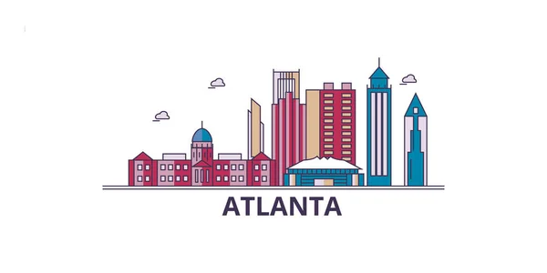 Estados Unidos Atlanta City Monumentos Viaje Vector Ciudad Turismo Ilustración — Vector de stock