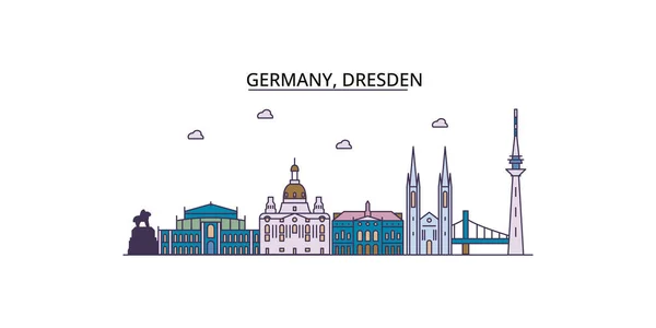 Alemania Dresde Monumentos Viaje Vector Ciudad Turismo Ilustración — Vector de stock