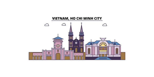 越南胡志明市旅游地标 矢量城市旅游图解 — 图库矢量图片
