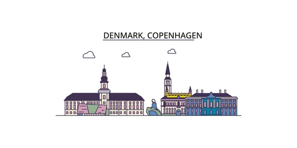 Danimarca Copenaghen Viaggi Monumenti Vettoriale Città Turismo Illustrazione — Vettoriale Stock