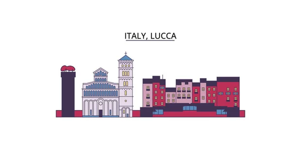 Италия Лукка Туристические Достопримечательности Векторный Городской Туризм Иллюстрация — стоковый вектор