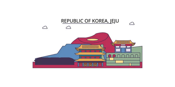 Corea Del Sur Lugares Interés Viaje Jeju Vector Ciudad Turismo — Vector de stock
