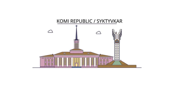 Russia Syktyvkar Travel Landmarks Vector City Tourism Illustration — Stock Vector