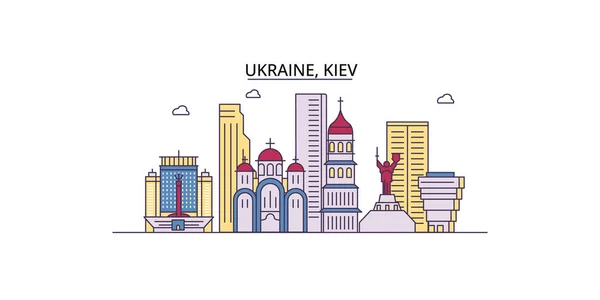 Ukrajina Kyjev Cestovní Památky Vektorové Město Turistiky Ilustrace — Stockový vektor