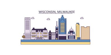 ABD, Milwaukee Şehri seyahat simgeleri, vektör şehir illüstrasyonu