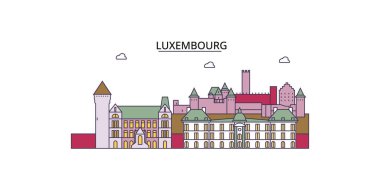 Lüksemburg şehir simgeleri, vektör şehir turizmi illüstrasyonu