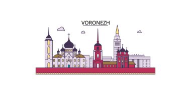 Rusya ve Voronezh şehir simgeleri, vektör şehir illüstrasyonu