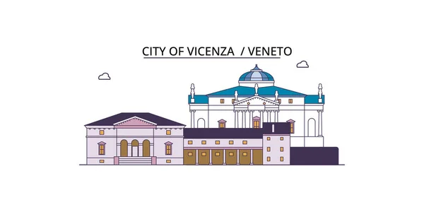 Италия Виченца Туристические Достопримечательности Векторный Городской Туризм Иллюстрация — стоковый вектор