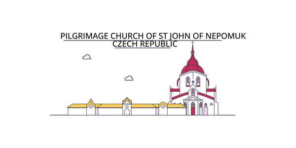 Tjeckien Pilgrimsfärd Church John Nepomuk Resor Landmärken Vektor Stad Turism — Stock vektor