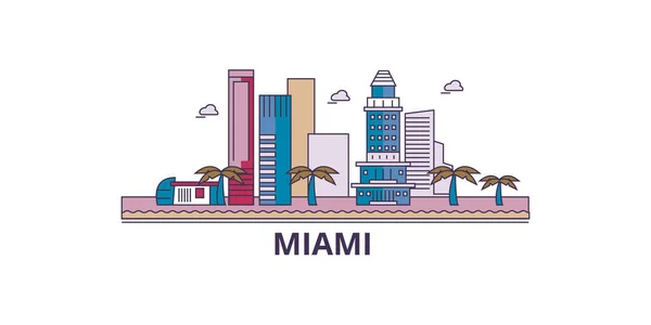 Estados Unidos Miami City Monumentos Viaje Vector Ciudad Turismo Ilustración — Vector de stock