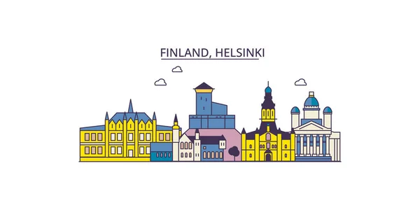 Finlandia Helsinki Monumentos Viaje Vector Ciudad Turismo Ilustración — Vector de stock