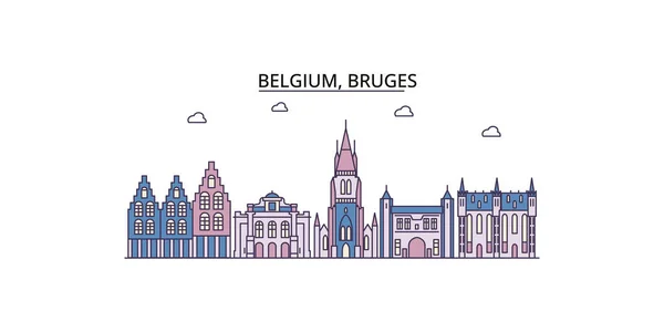 België Brugge Reizen Oriëntatiepunten Vector Stad Toerisme Illustratie — Stockvector