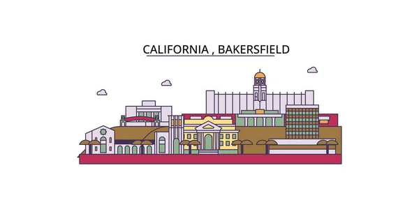 United States Bakersfield Travel Landmarks Vector City Tourism Illustration — Stock Vector