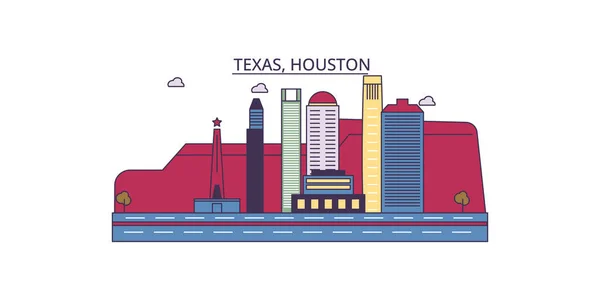 Estados Unidos Houston Monumentos Viaje Vector Ciudad Turismo Ilustración — Vector de stock