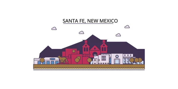 stock vector United States, Santa Fe travel landmarks, vector city tourism illustration