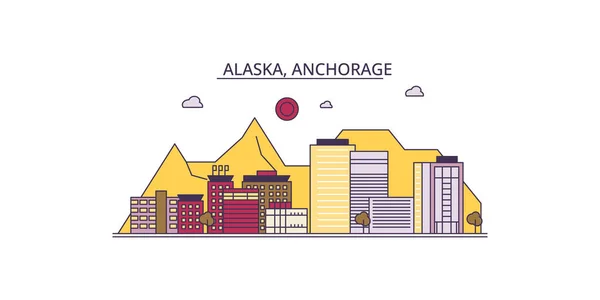 United States Anchorage Travel Landmarks Vector City Tourism Illustration — Stock Vector